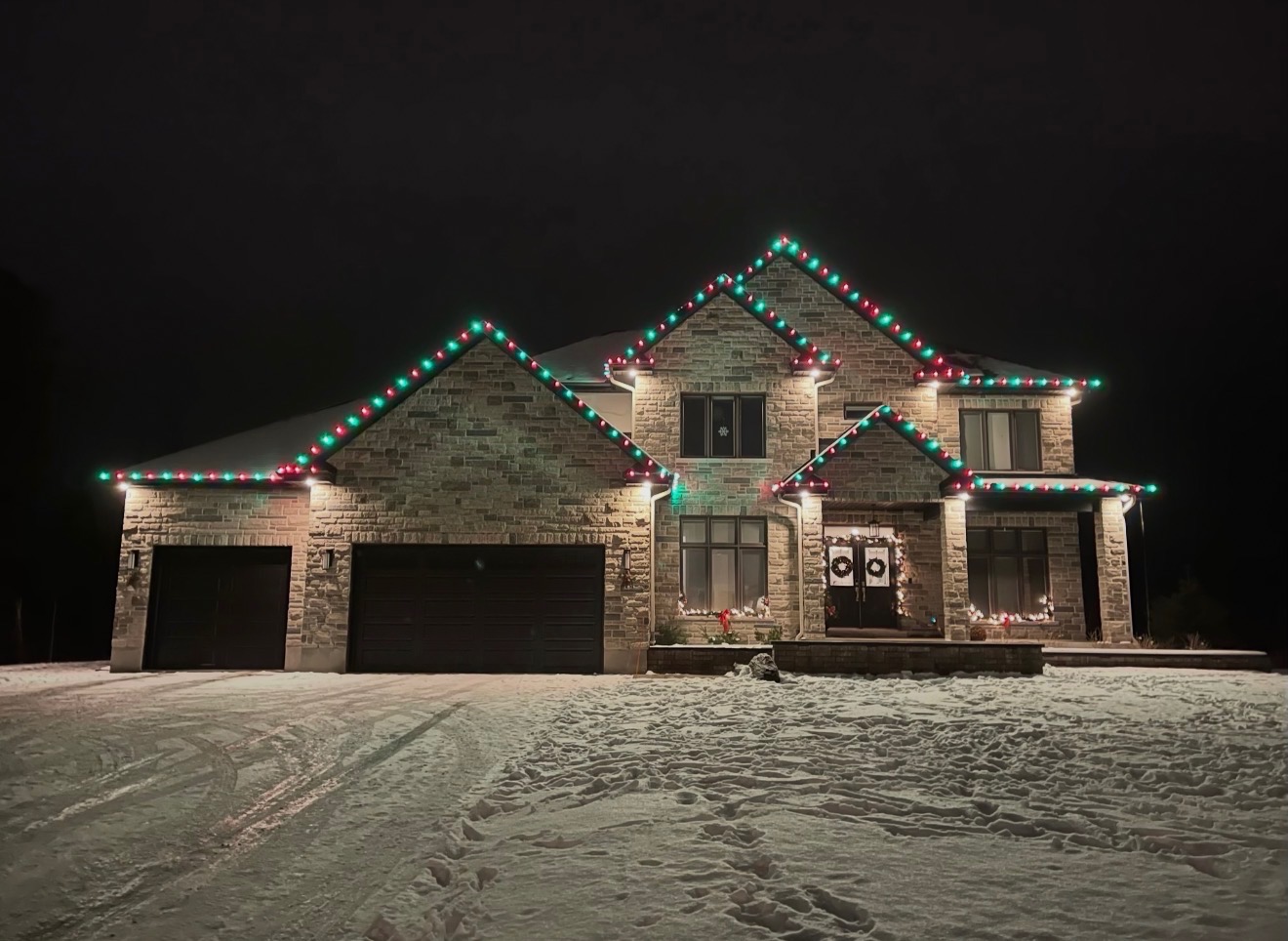 Holiday lighting install (stock images) after pressure washing