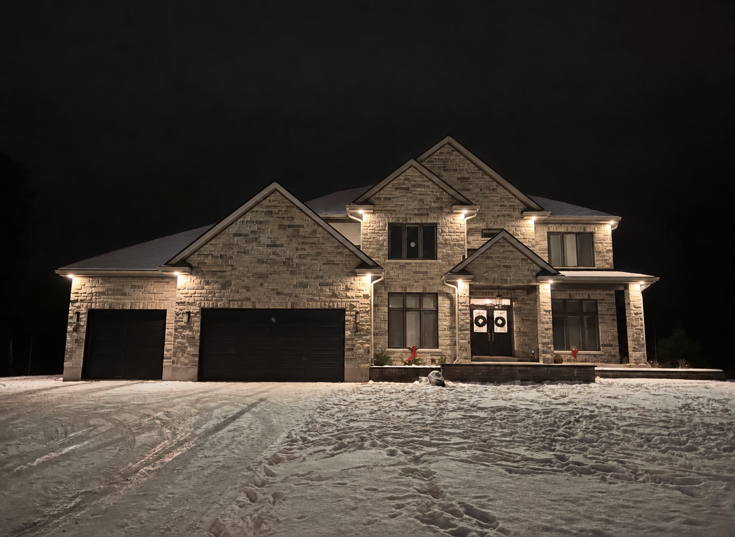 Holiday lighting install (stock images) before pressure washing